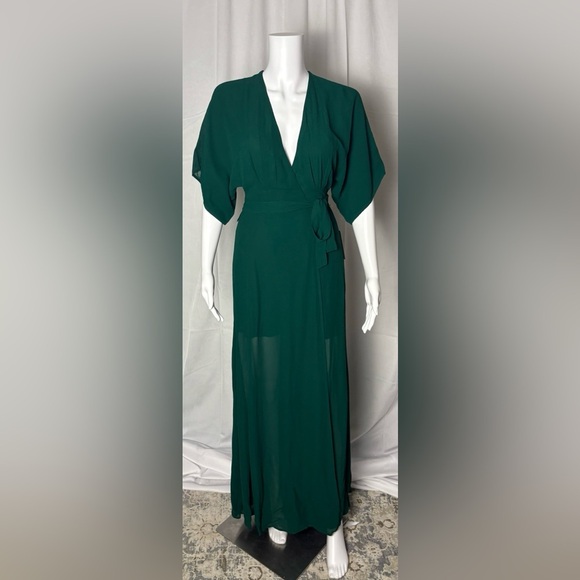 Reformation Winslow Emerald Green Holiday Maxi Dress NWT XS - Picture 3 of 9